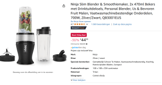 Ninja Foodi Nutri Blender voor €44,99 bij Amazon