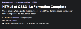 Cours de HTML5 et CSS3 en ligne à 13,99€