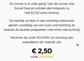 €2,50 extra korting bij SocialDeal