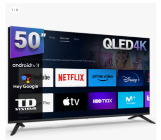 Smart TV 50 pulgadas QLED 4K Hey Google Official Assistant Android 11 por 227,99€ (Cuenta Nueva 215.99€)