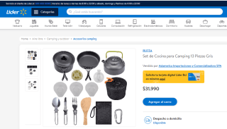 Set de cocina Rutta para camping de 13 piezas por $31.990