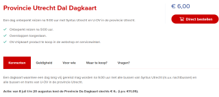 Provincie Utrecht Dal Dagkaart voor €6,- via Syntusutrecht