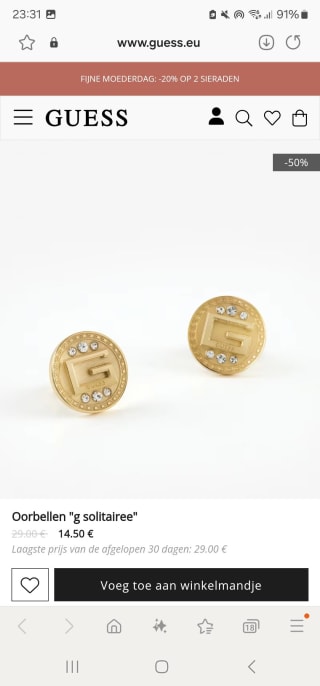 Guess Oorbellen "g solitairee" retouren. ook kun je het ophalen.