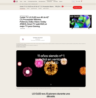 TV LG Oled Evo 42" OLED42C34LA por solo 698,15€