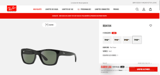 Lunettes Ray-Ban RB4194 Poli Noir à 91€