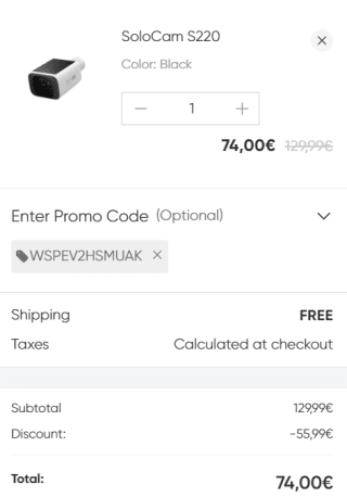 Eufy beveiligingscamera buiten SoloCam S220 voor €74 bij Eufy