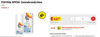P20 Kids SPF 50+ - Zonnebrand lotion - Factor 50+ - 200 ml voor €9,99 bij Kruidvat