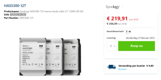 Synology 12TB Synology 3.5 inch SAS HDD HAS5300-12TB voor €266,09 bij Senetic