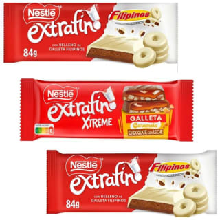 3 NESTLÉ Extrafino Xtreme tableta chocolate con leche y galleta o Filipinos 87g por 2,60€