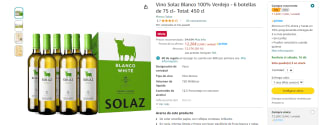Pack x6 Vino Solaz Blanco 100% Verdejo por 11,56€