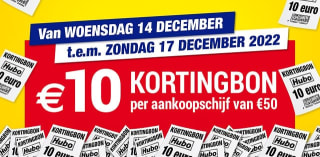€10 korting bon per aankoopschijf van €50 bij de Hubo in België