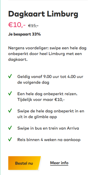 Arriva dagkaart Limburg voor €10