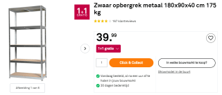 1+1 gratis op dit zwaar opbergrek metaal voor €39,99 bij Karwei