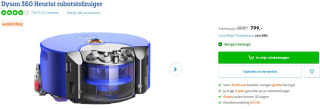 Dyson 360 Heurist™ robotstofzuiger voor €799,99 bij Coolblue