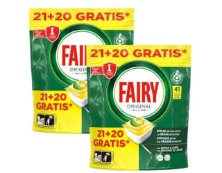Fairy Original Todo En Uno Pack de 2 Bolsas de 41 Cápsulas para Lavavajillas (82 Cápsulas) por solo