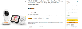 Babyphone Vtech : Veilleuse et berceuse à 62,92€