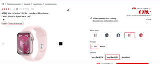 Apple Watch Series 9 41mm Roze (Roze Siliconenband M/L) voor €319 bij de Mediamarkt