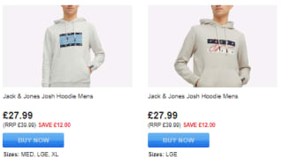 Collect men's Jack & Jones Josh hoodie from Express Trainers for £11.89