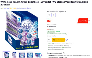 20 stuks Witte Reus Kracht Actief lavendel WC-blokjes voor €22 bij Bol