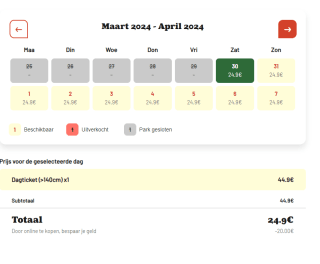 Dagtickets voor Bobbejaanland aan €24,90 per ticket