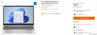 Portatil HP 15-fc0084ns AMD Ryzen 3 7320U/8GB/256GB SSD/15.6" por 379€