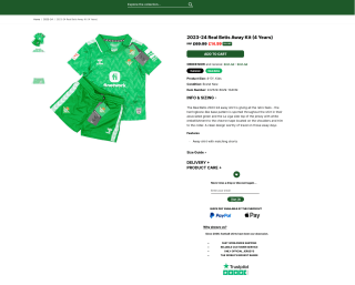 Equipación Visitante Real Betis 23-24 Niños por solo 16€