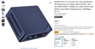 Beelink Mini S12 Pro Mini PC con Alder Lake-N N100, 16G SO-DIMM DDR4 +500GB M.2 2280 SATA3 SSD por 169,05€