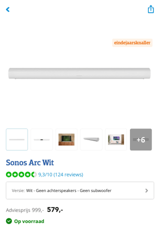 Laagste prijs ooit voor witte SonoS Arc