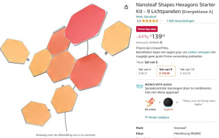 Nanoleaf Shapes Hexagons Starter Kit 9 Light Panels voor €139 bij Amazon.nl