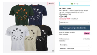 JACK & JONES T-shirts Heren Warrior, groot, Set van 5 voor €24,99 bij MandM Direct
