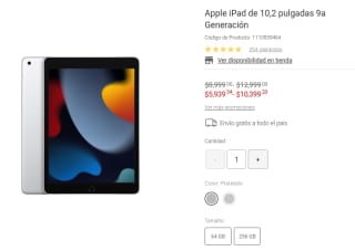 Apple iPad 10.2" 9na Gen por $5,049 en Liverpool con BBVA