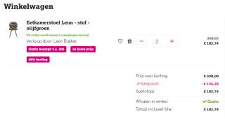 2e halve prijs op diverse eetkamerstoelen bij Leen Bakker