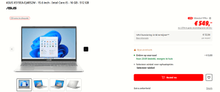 ASUS X515EA-EJ4052W - 15.6 inch - Intel Core i5 - 16 GB - 512 GB voor €549 bij de Mediamarkt