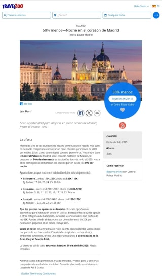 Mitad de Precio Noche en Madrid.