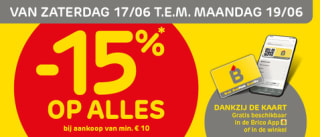15% korting op alles bij Brico