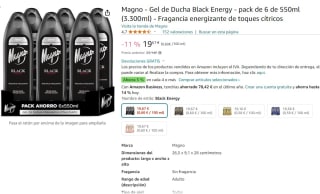 Recopilación Pack de 6 de 550ml gel de ducha Magno desde 17,34€