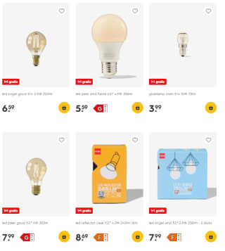 1+1 gratis op lampen bij Hema