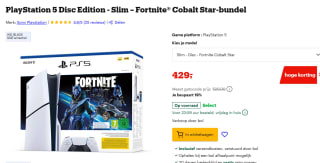 PlayStation 5 Disc Edition + Fortnite Cobalt Star Bundle (SLIM VERSION) voor €429 bij Bol