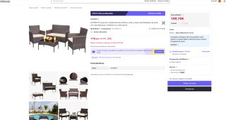 ALLINLIFE Conjunto muebles terraza sillones sofá y mesa ratán Muebles de patio por 109,72€ (Nuevos usuarios 65,83€)