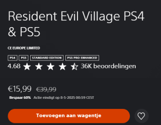 Resident Evil Village PS4 & PS5 voor €15,99 in Playstation Store