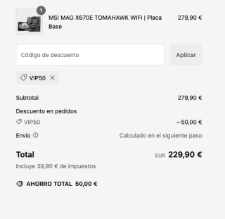 Placa base AM5 MSI MAG X670E TOMAHAWK WIFI por solo 229,90€