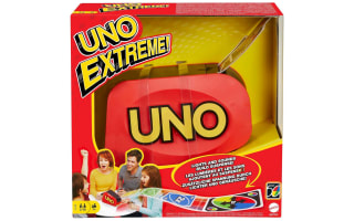 UNO Extreme Juego de Cartas Familiar con Lanzador - con Luz y Sonido 112 Cartas De 2 a 10 Jugadores Regalo por solo 29,54€