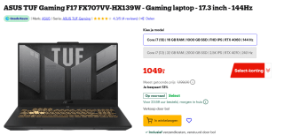 ASUS TUF Gaming F17 FX707VV-HX139W - Gaming laptop - 17.3 inch voor €1.049 met Bol select.