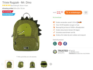 Trixie Rugzak - Mr. Dino voor €22,50 bij Lobbes