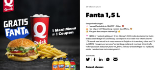 Gratis 1,5L fles Fanta bij aankoop van een maxi menu bij Quick