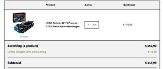 LEGO Technic Porsche GT4 e-Performance racewagen 42176 voor €119,99 bij Kruidvat