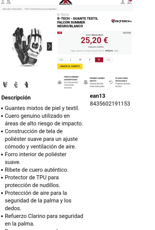 Guante R-TECH TEXTIL FALCON SUMMER por 25,20€