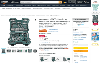 Maletín Mannesmann M98430 con 215 piezas por 89,99€