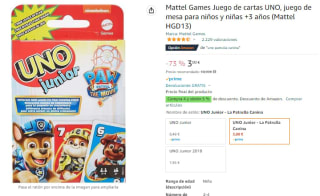 Patrulla canina Mattel Games Juego de cartas UNO por solo 3€