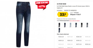G-star heren jeans voor maar €33,33 bij Sport-Korting